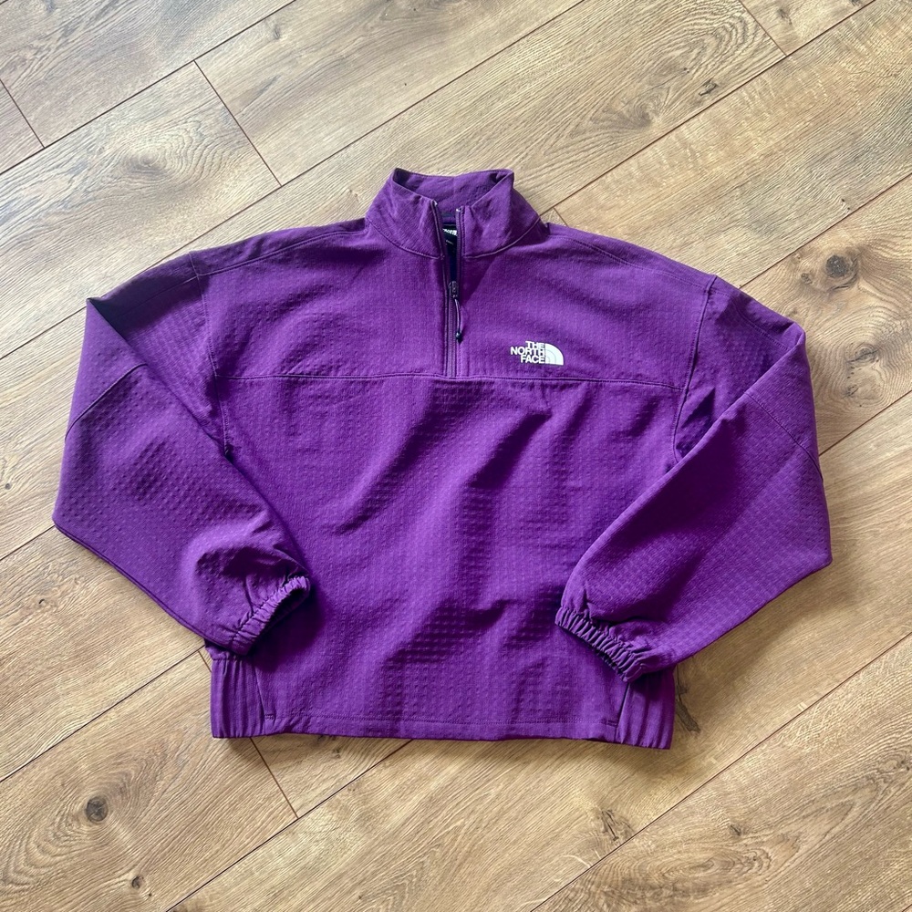 Women’s The North Face Tekware Grid 1/4 Zip Pullover in Black Currant